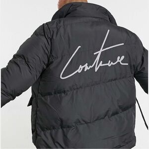 The Couture Club essential signature puffer coat with back logo in black